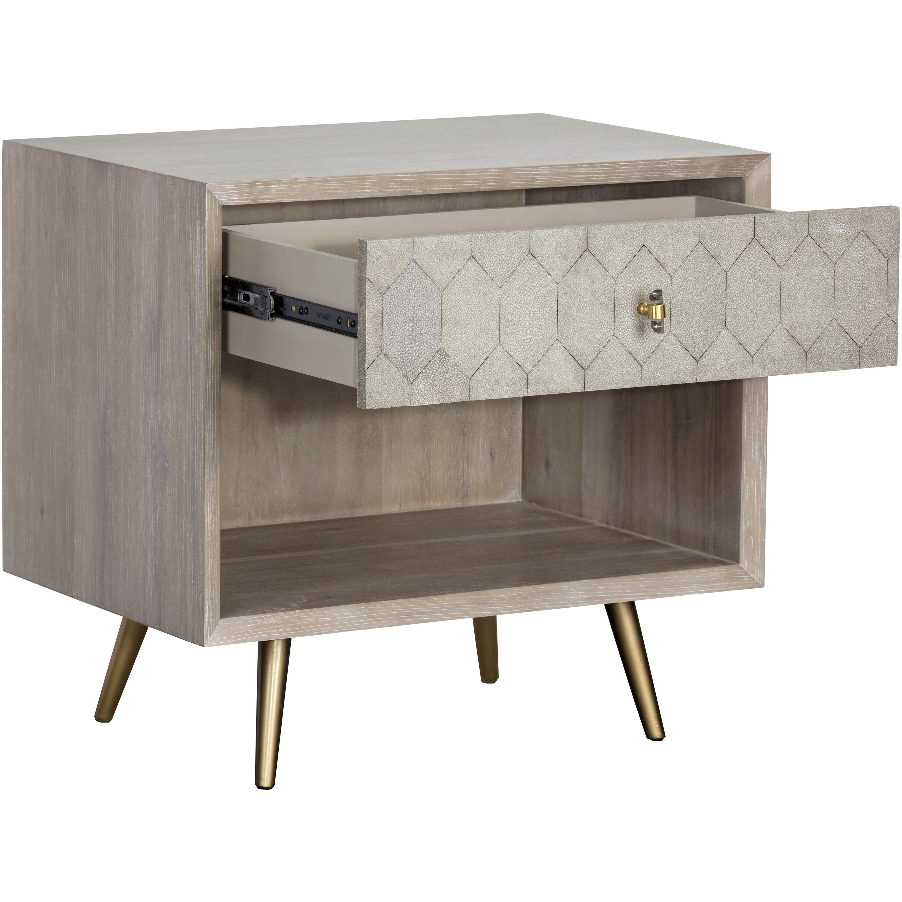 Aniston 28 X 26 inch White Ceruse / Taupe Shagreen Night Stand